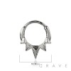 316L SURGICAL STEEL UNICORN TRIPLE CORRUGATED SPIKE FRONT SEPTUM HINGED SEGMENT HOOP RING